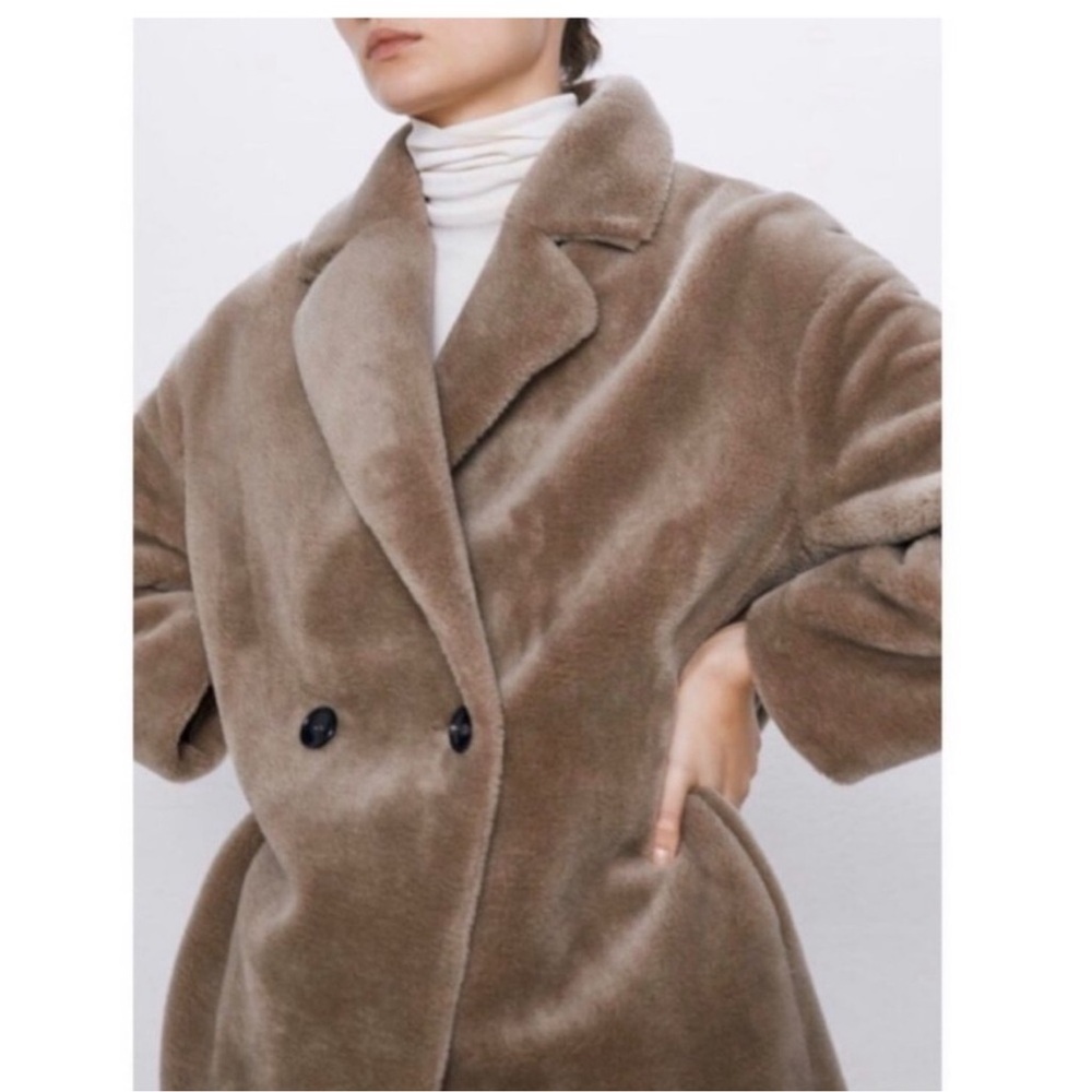 Zara Women's Cozy Brown Teddy Jacket - Picture 3 of 4